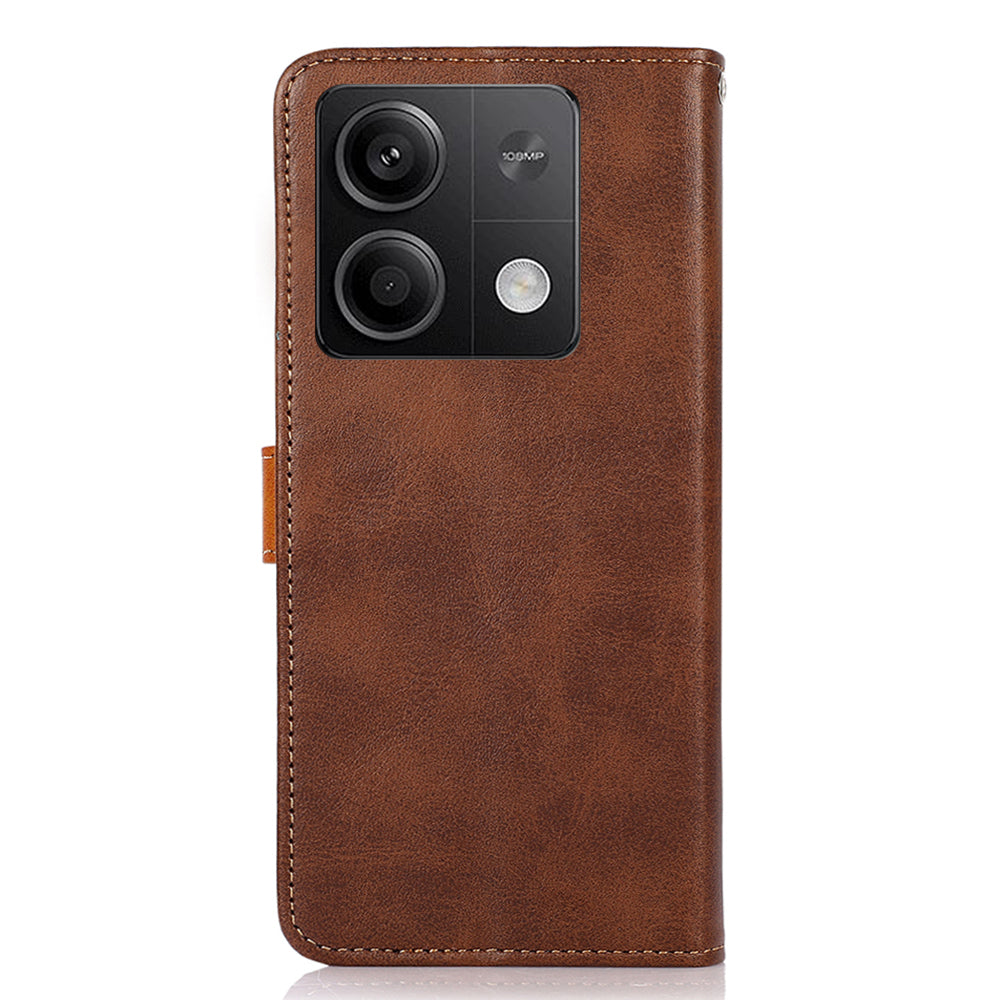 KHAZNEH For Xiaomi Redmi Note 13 5G / 13 5G (China) Phone Case PU Leather Wallet Stand Phone Cover Shell - Brown
