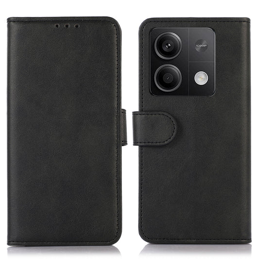 For Xiaomi Redmi Note 13 5G / 13 5G (China) Case Cowhide Texture Shockproof Phone Cover Wallet - Black