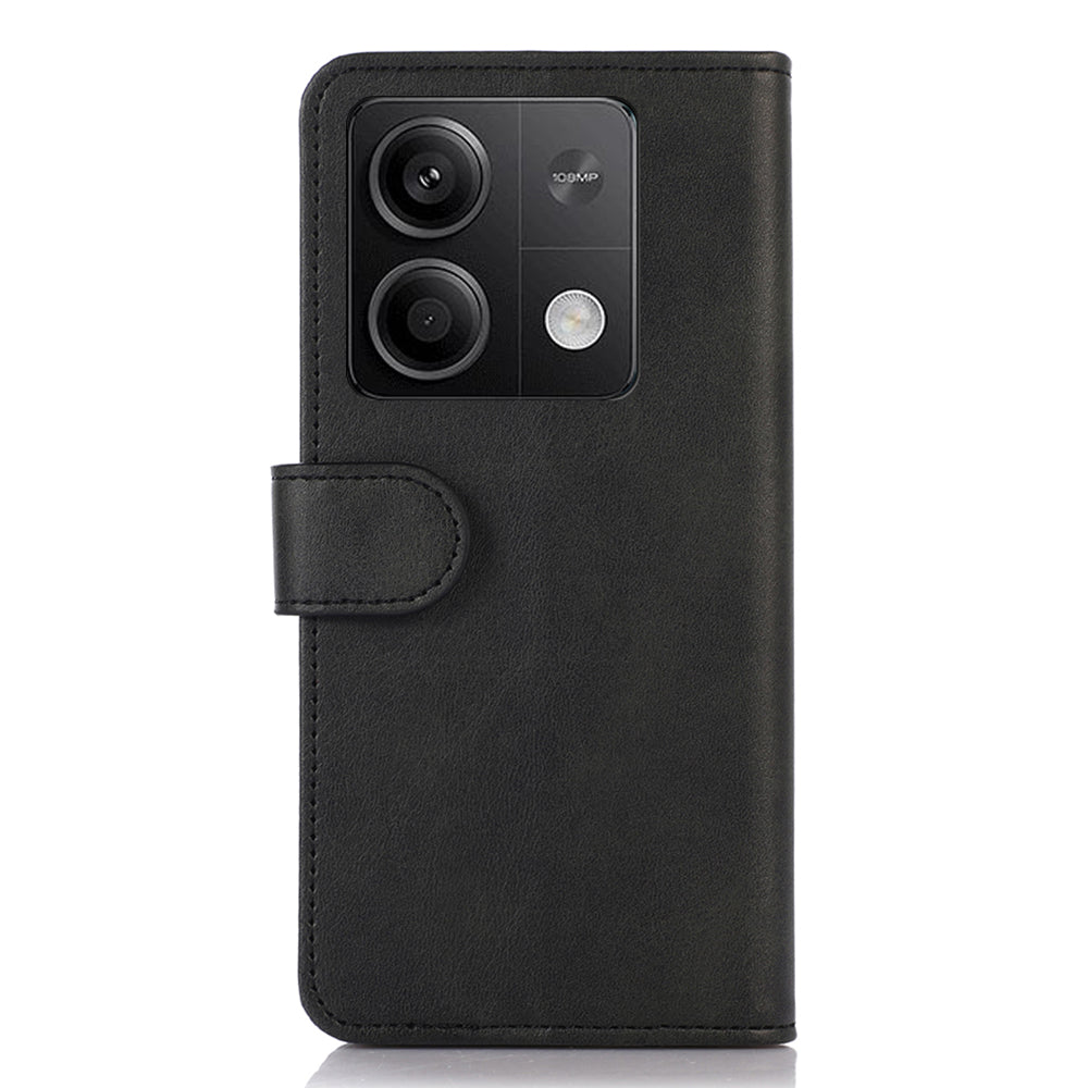 For Xiaomi Redmi Note 13 5G / 13 5G (China) Case Cowhide Texture Shockproof Phone Cover Wallet - Black