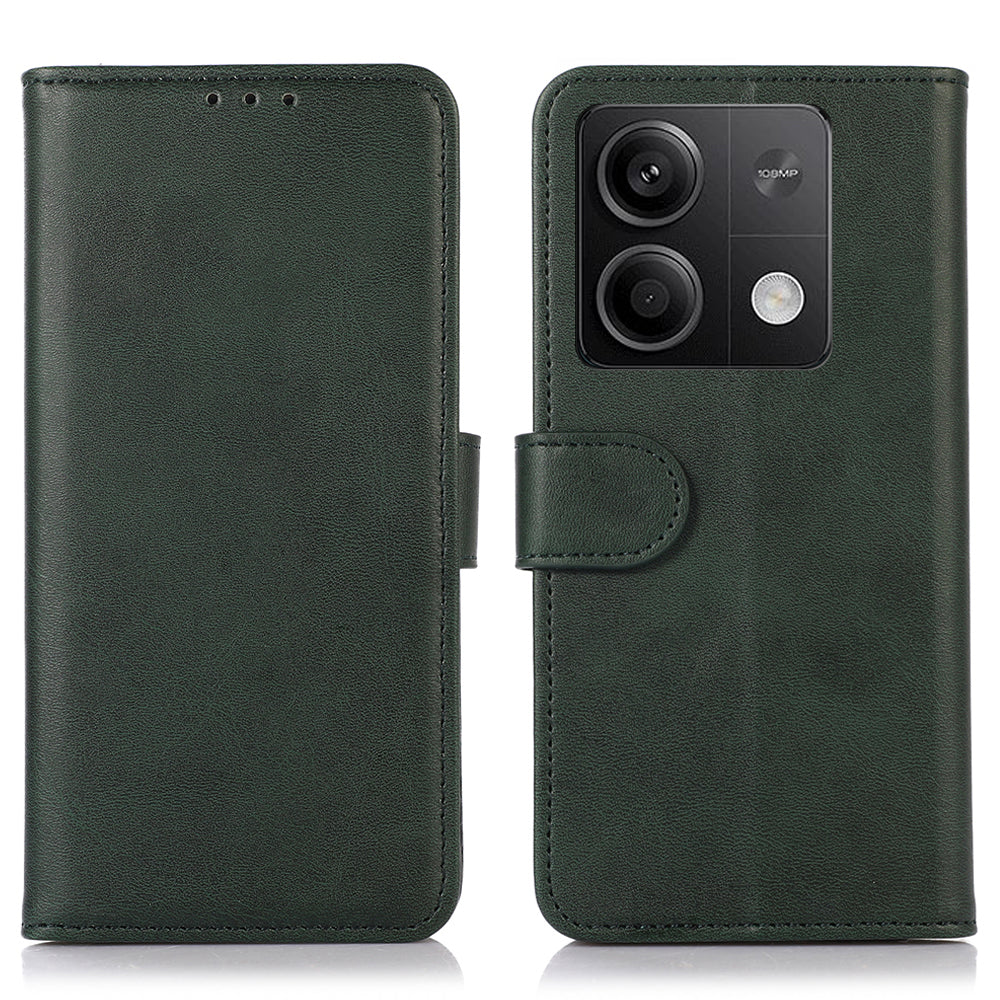 For Xiaomi Redmi Note 13 5G / 13 5G (China) Case Cowhide Texture Shockproof Phone Cover Wallet - Green