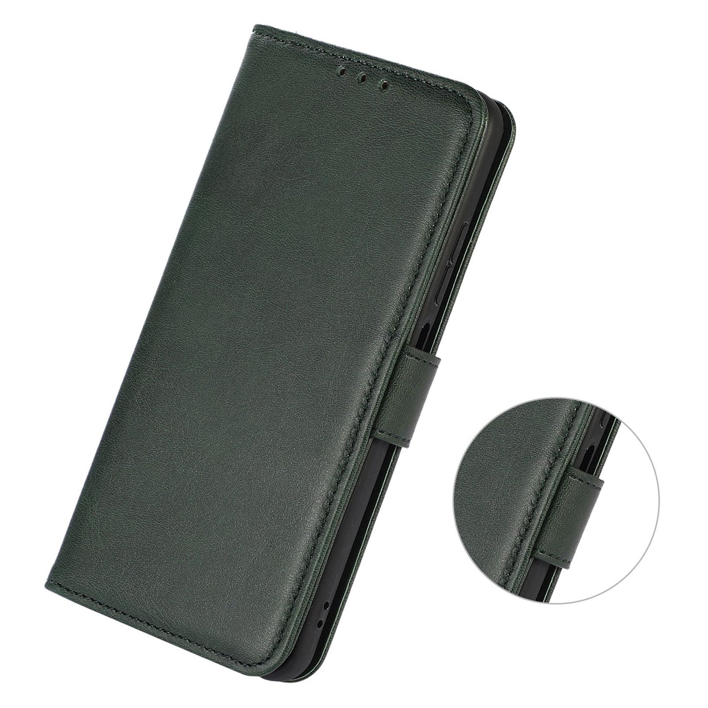 For Xiaomi Redmi Note 13 5G / 13 5G (China) Case Cowhide Texture Shockproof Phone Cover Wallet - Green