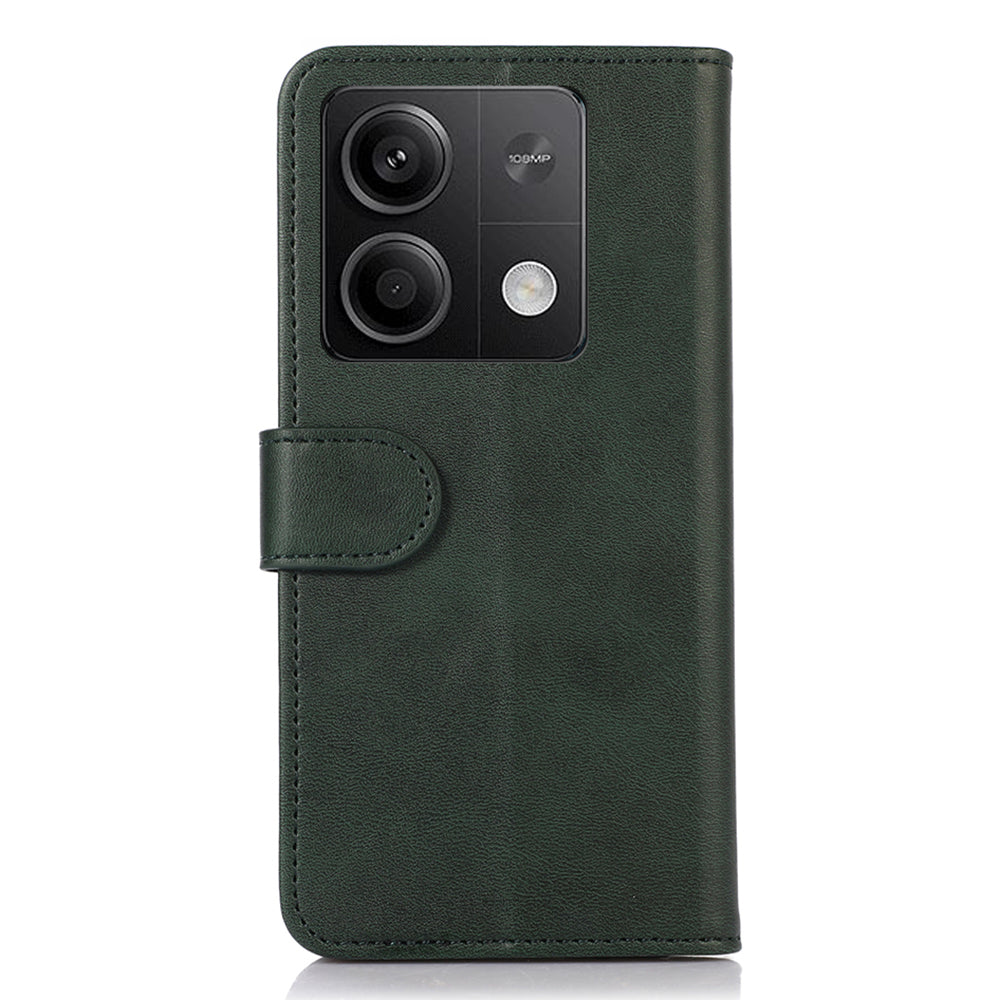 For Xiaomi Redmi Note 13 5G / 13 5G (China) Case Cowhide Texture Shockproof Phone Cover Wallet - Green
