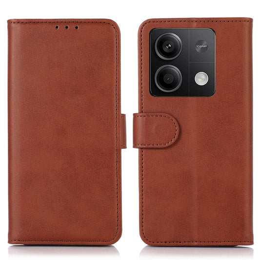 For Xiaomi Redmi Note 13 5G / 13 5G (China) Case Cowhide Texture Shockproof Phone Cover Wallet - Brown