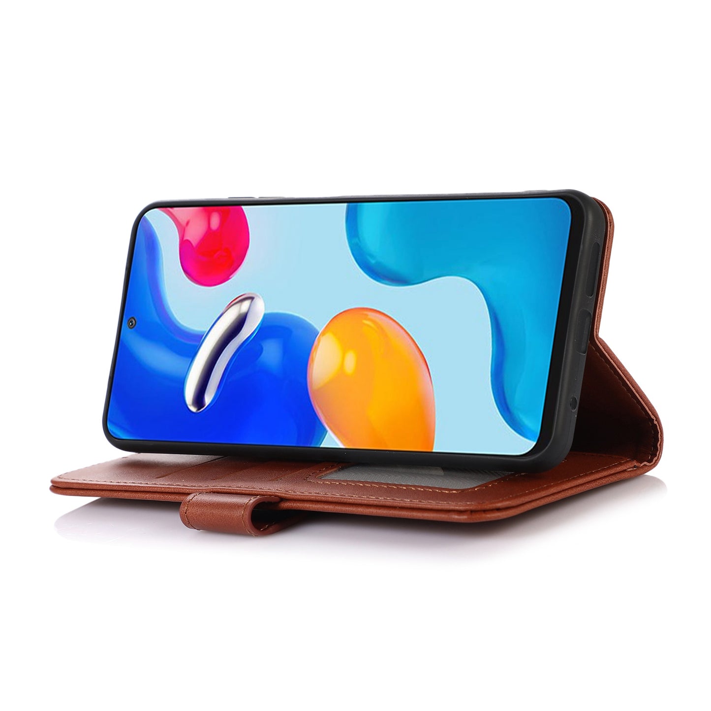 For Xiaomi Redmi Note 13 5G / 13 5G (China) Case Cowhide Texture Shockproof Phone Cover Wallet - Brown