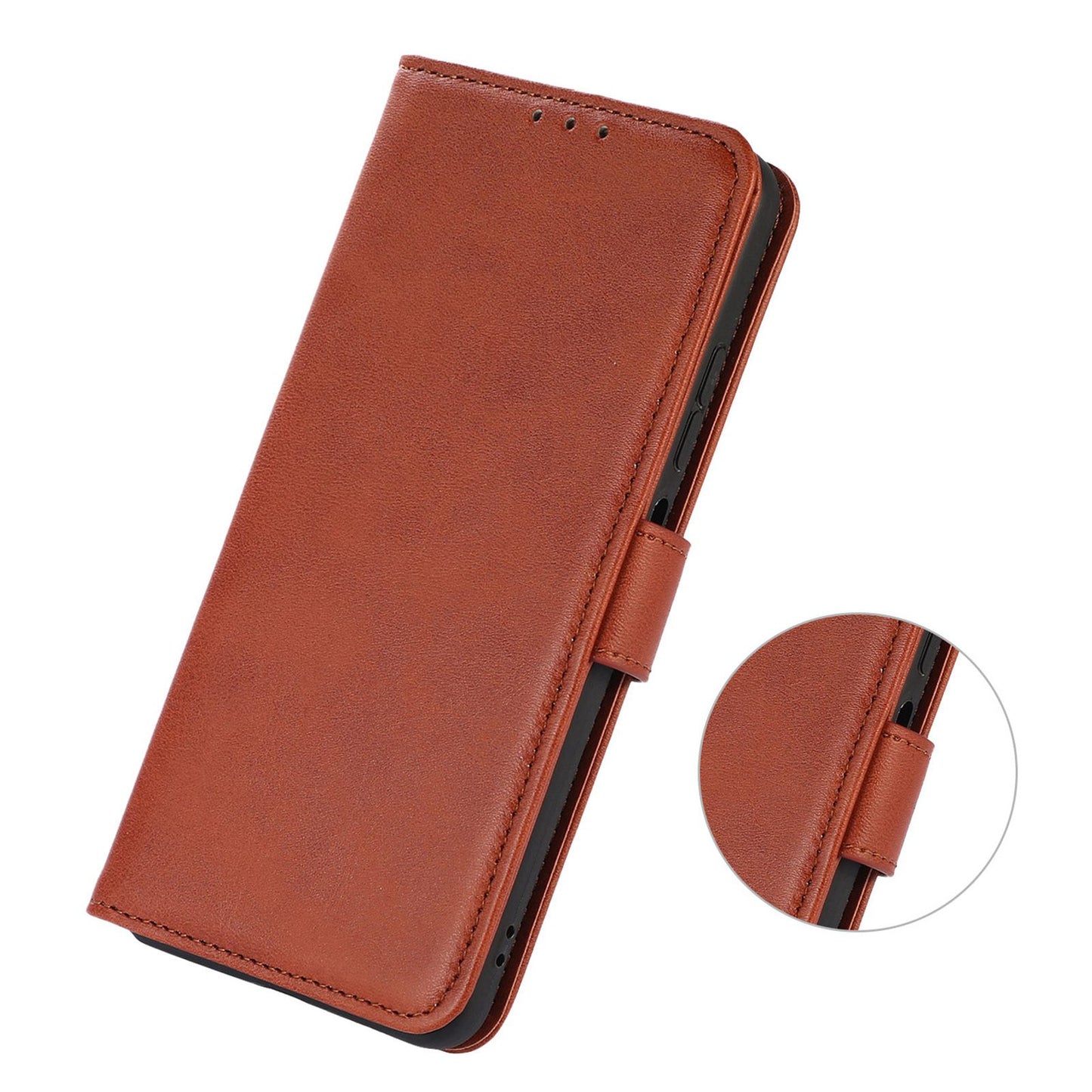 For Xiaomi Redmi Note 13 5G / 13 5G (China) Case Cowhide Texture Shockproof Phone Cover Wallet - Brown