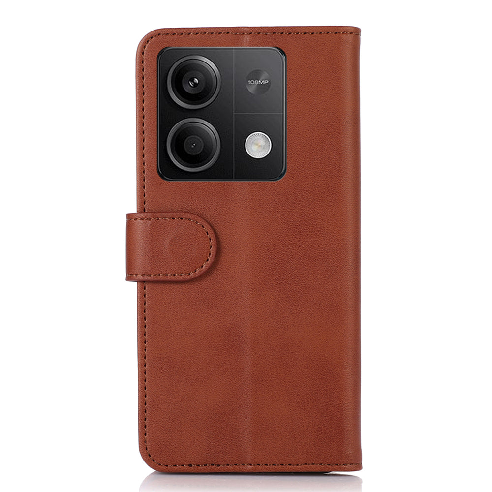 For Xiaomi Redmi Note 13 5G / 13 5G (China) Case Cowhide Texture Shockproof Phone Cover Wallet - Brown