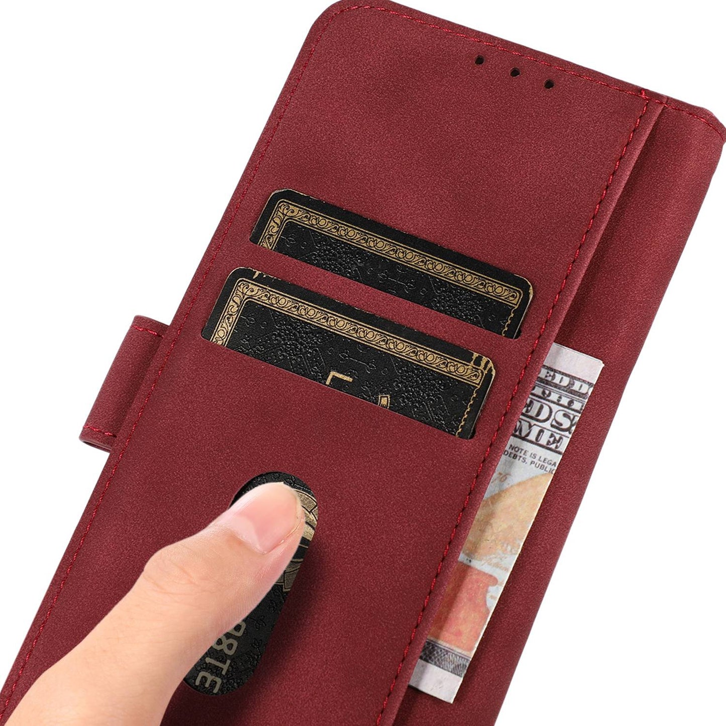 KHAZNEH For Xiaomi Redmi Note 13 5G/13 5G (China) Case PU Leather Wallet Stand Phone Protector - Red