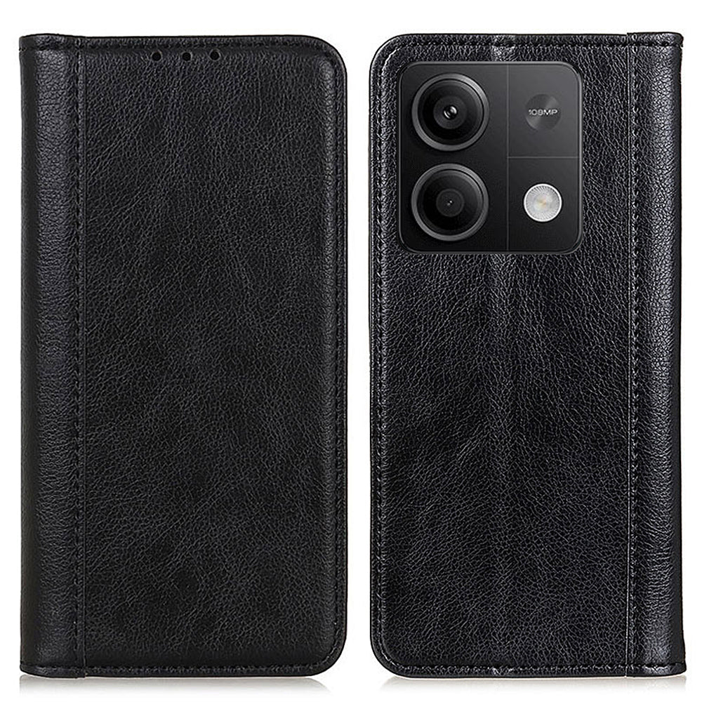 For Xiaomi Redmi Note 13 5G / 13 5G (China) Case Stand Split Leather Magnetic Cell Phone Cover - Black