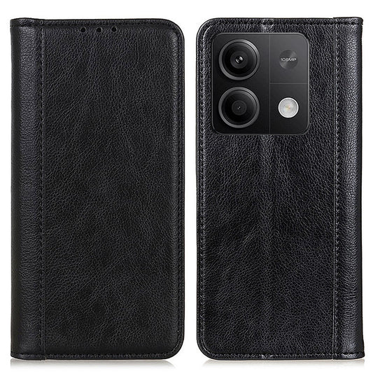 For Xiaomi Redmi Note 13 5G / 13 5G (China) Case Stand Split Leather Magnetic Cell Phone Cover - Black