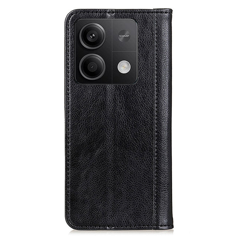 For Xiaomi Redmi Note 13 5G / 13 5G (China) Case Stand Split Leather Magnetic Cell Phone Cover - Black