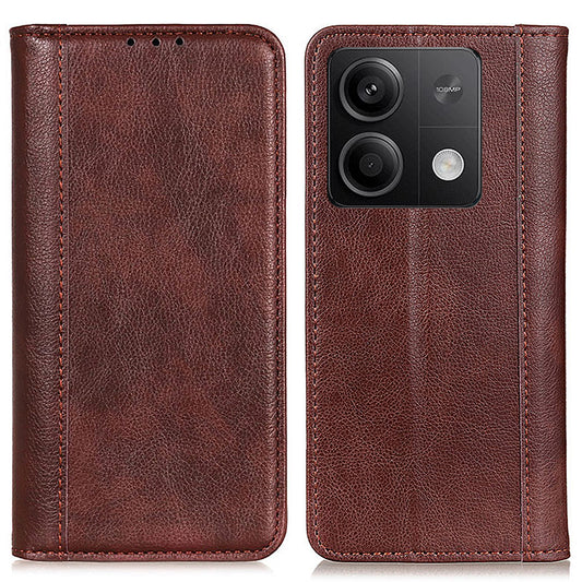 For Xiaomi Redmi Note 13 5G / 13 5G (China) Case Stand Split Leather Magnetic Cell Phone Cover - Brown