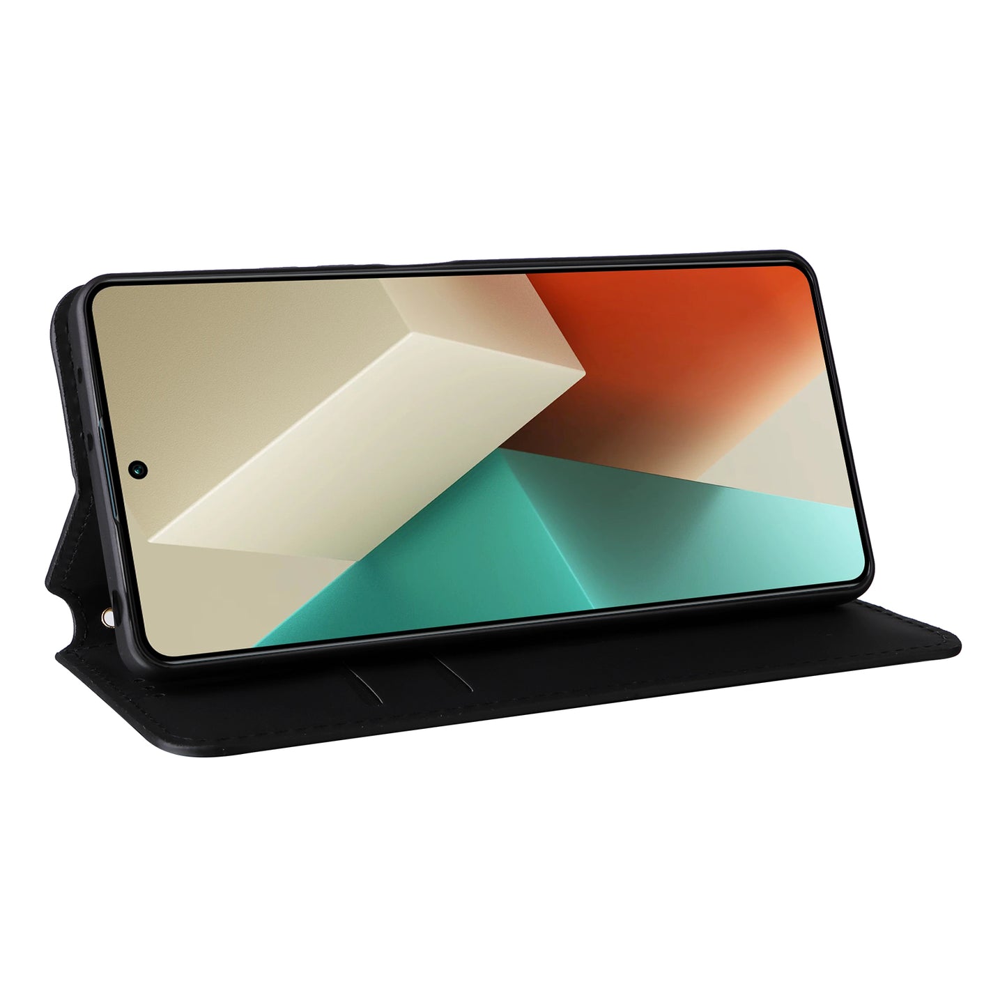 For Xiaomi Redmi Note 13 Pro 5G / Poco X6 5G Cell Phone Case Imprinted Magnetic Closing Cover with Wallet - Black