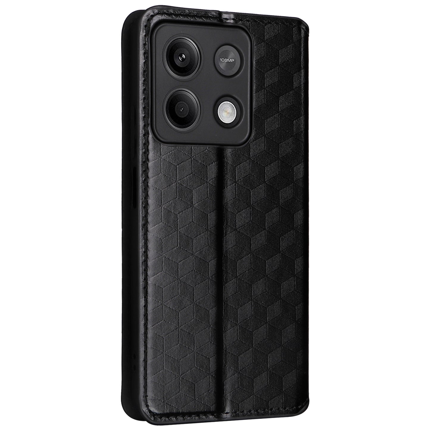 For Xiaomi Redmi Note 13 Pro 5G / Poco X6 5G Cell Phone Case Imprinted Magnetic Closing Cover with Wallet - Black