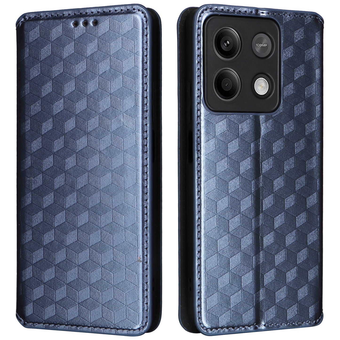 For Xiaomi Redmi Note 13 Pro 5G / Poco X6 5G Cell Phone Case Imprinted Magnetic Closing Cover with Wallet - Blue