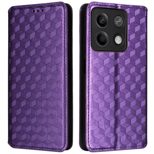 For Xiaomi Redmi Note 13 Pro 5G / Poco X6 5G Cell Phone Case Imprinted Magnetic Closing Cover with Wallet - Purple