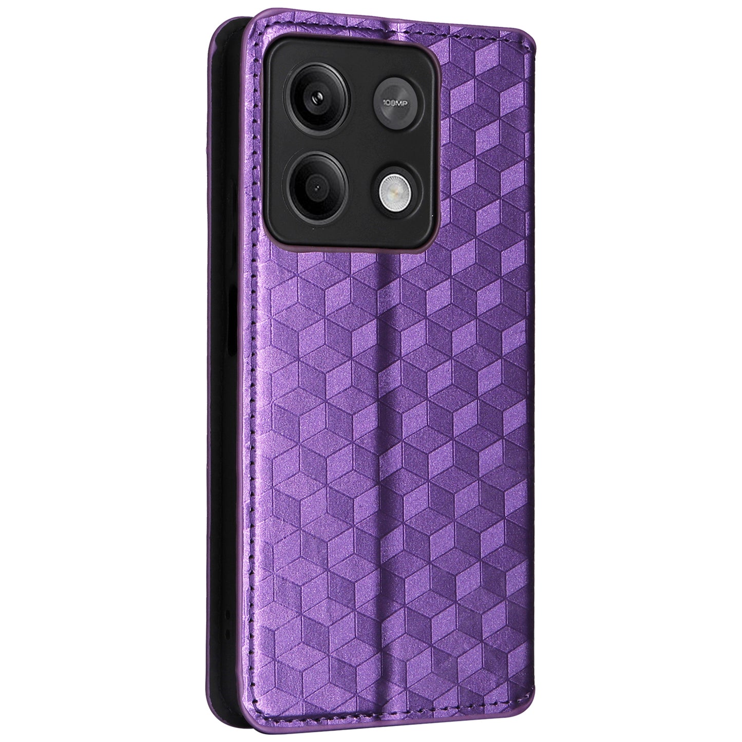 For Xiaomi Redmi Note 13 Pro 5G / Poco X6 5G Cell Phone Case Imprinted Magnetic Closing Cover with Wallet - Purple