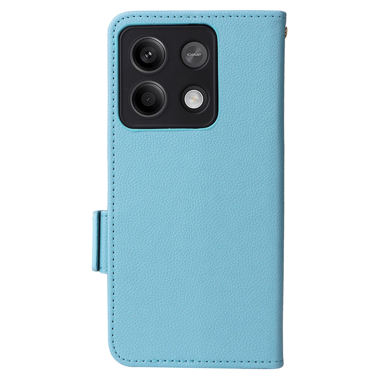 For Xiaomi Redmi Note 13 Pro 5G / Poco X6 5G Cell Phone Case Litchi Texture Leather Cover with Strap - Baby Blue