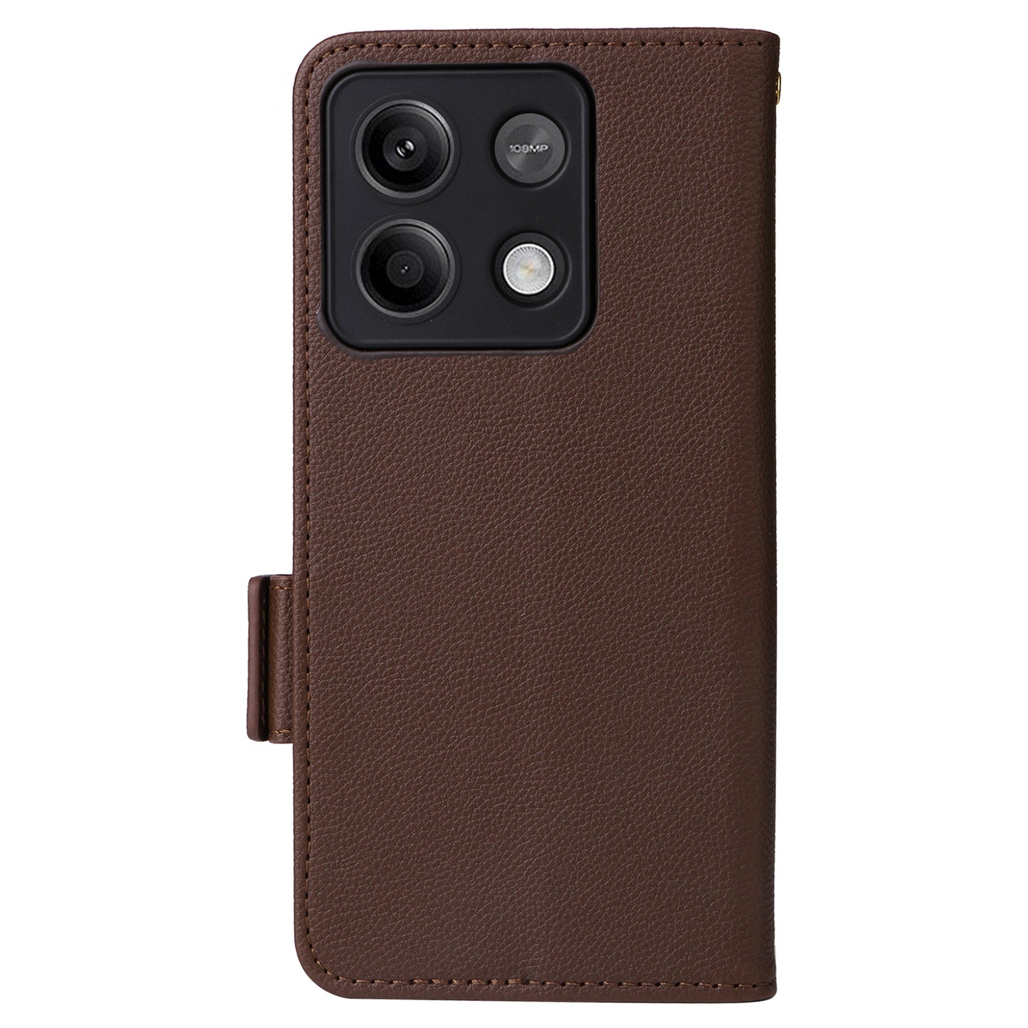 For Xiaomi Redmi Note 13 Pro 5G / Poco X6 5G Cell Phone Case Litchi Texture Leather Cover with Strap - Brown