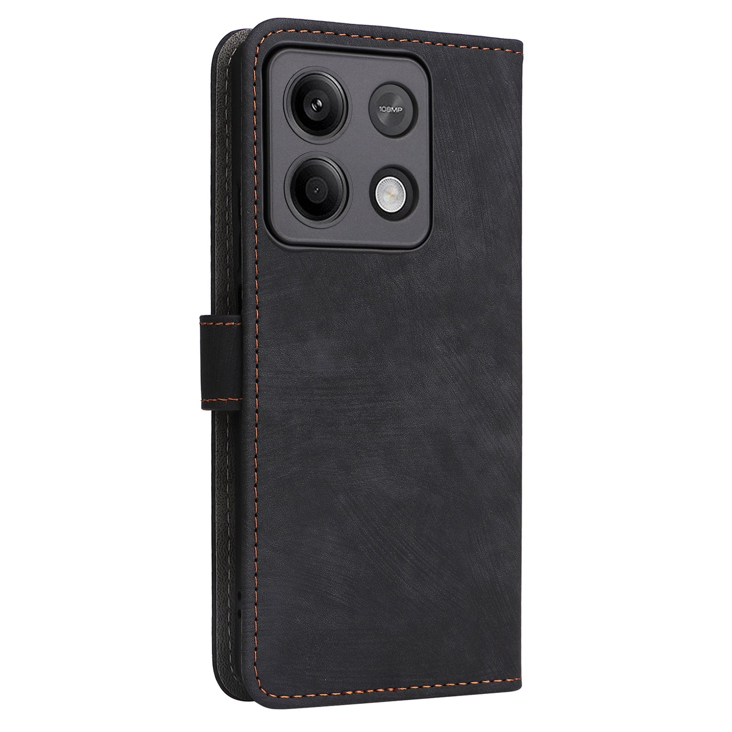 For Xiaomi Redmi Note 13 Pro 5G / Poco X6 5G Cell Phone Case RFID Blocking Wallet Leather Cover with Strap - Black