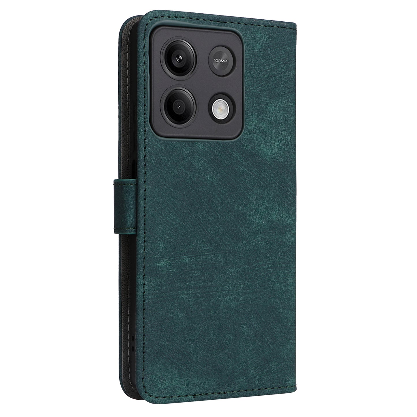 For Xiaomi Redmi Note 13 Pro 5G / Poco X6 5G Cell Phone Case RFID Blocking Wallet Leather Cover with Strap - Green