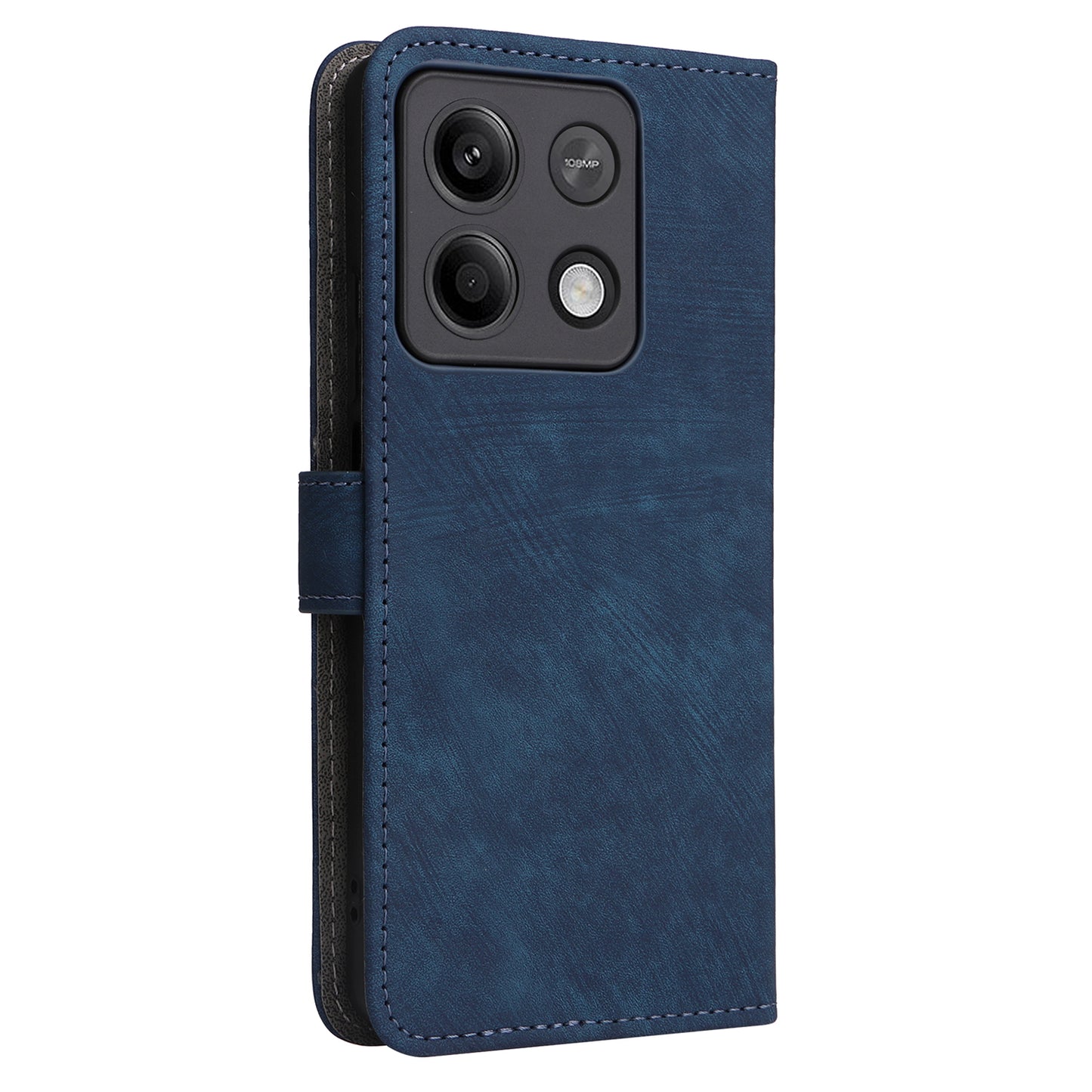 For Xiaomi Redmi Note 13 Pro 5G / Poco X6 5G Cell Phone Case RFID Blocking Wallet Leather Cover with Strap - Blue