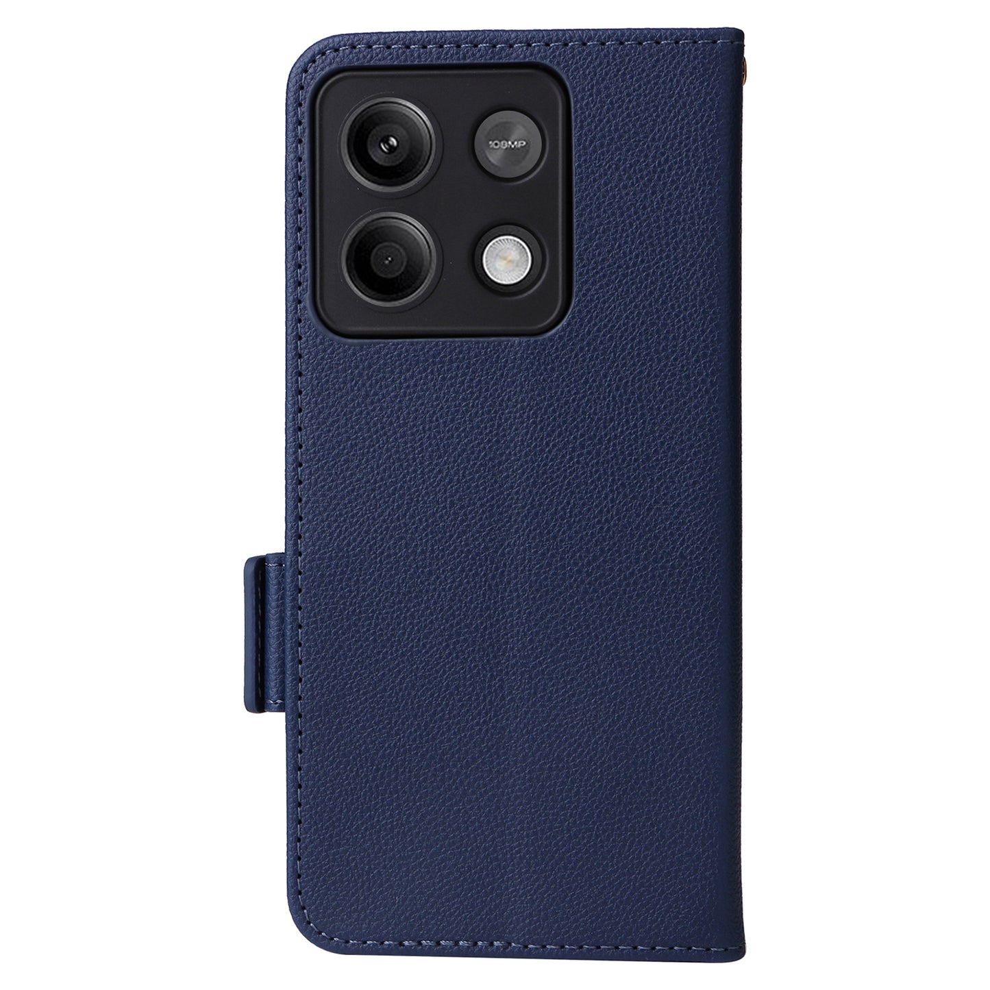 For Xiaomi Redmi Note 13 5G Cover Leather Wallet Stand Cell Phone Case with Strap - Dark Blue