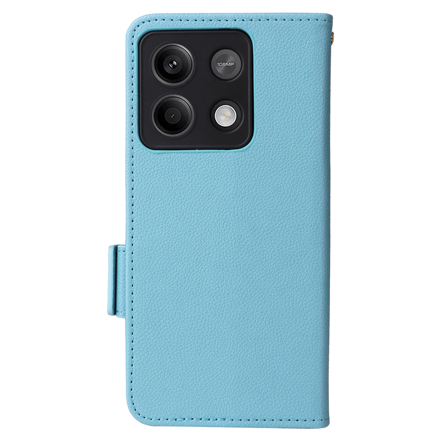 For Xiaomi Redmi Note 13 5G Cover Leather Wallet Stand Cell Phone Case with Strap - Baby Blue