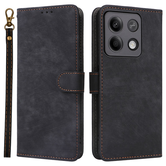 For Xiaomi Redmi Note 13 5G Cell Phone Case RFID Blocking Protective Cover with Strap - Black