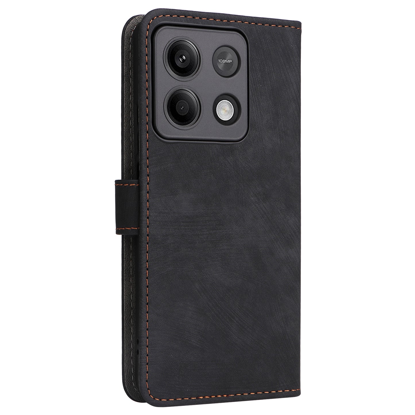 For Xiaomi Redmi Note 13 5G Cell Phone Case RFID Blocking Protective Cover with Strap - Black