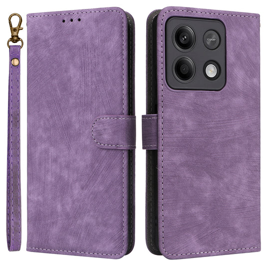 For Xiaomi Redmi Note 13 5G Cell Phone Case RFID Blocking Protective Cover with Strap - Purple