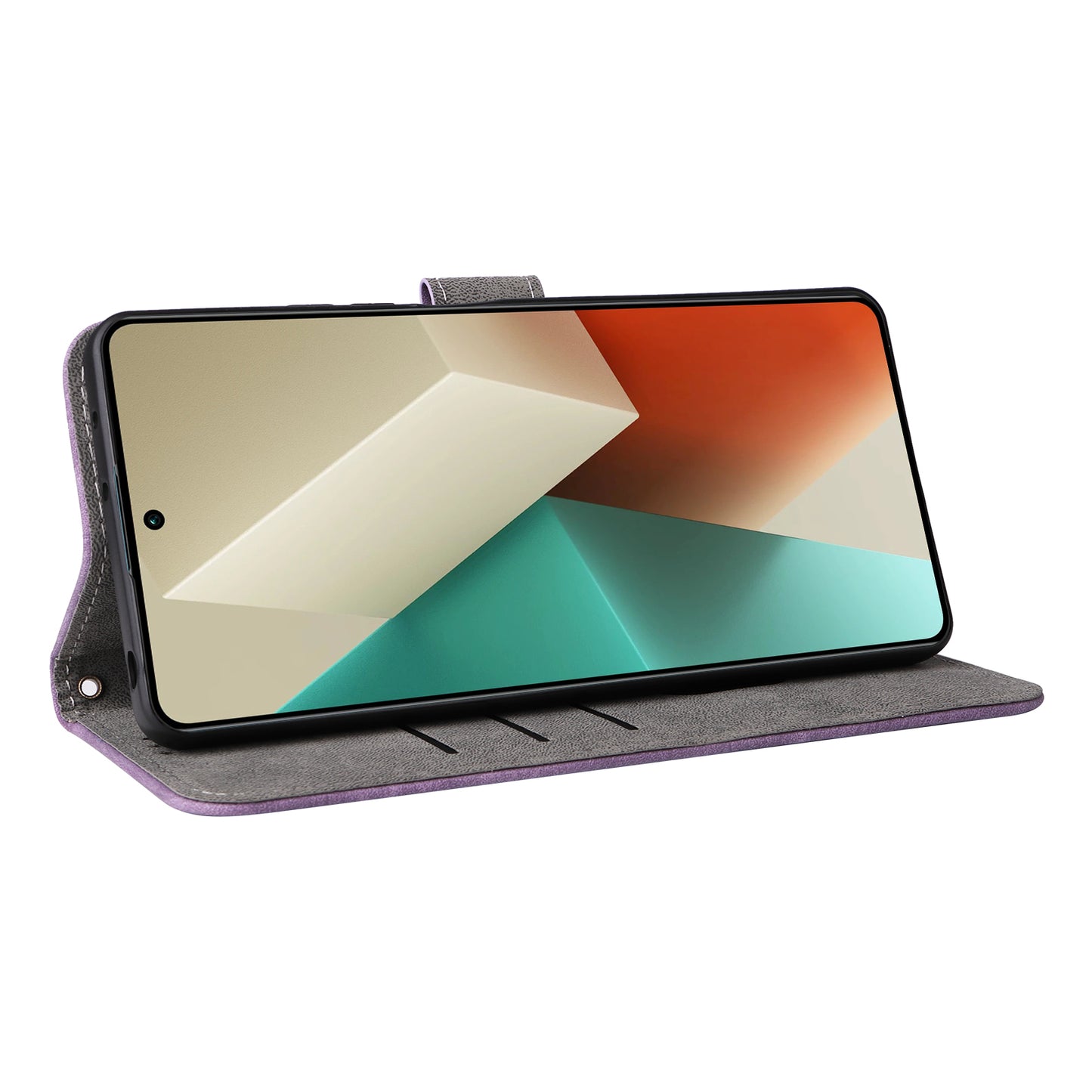 For Xiaomi Redmi Note 13 5G Cell Phone Case RFID Blocking Protective Cover with Strap - Purple