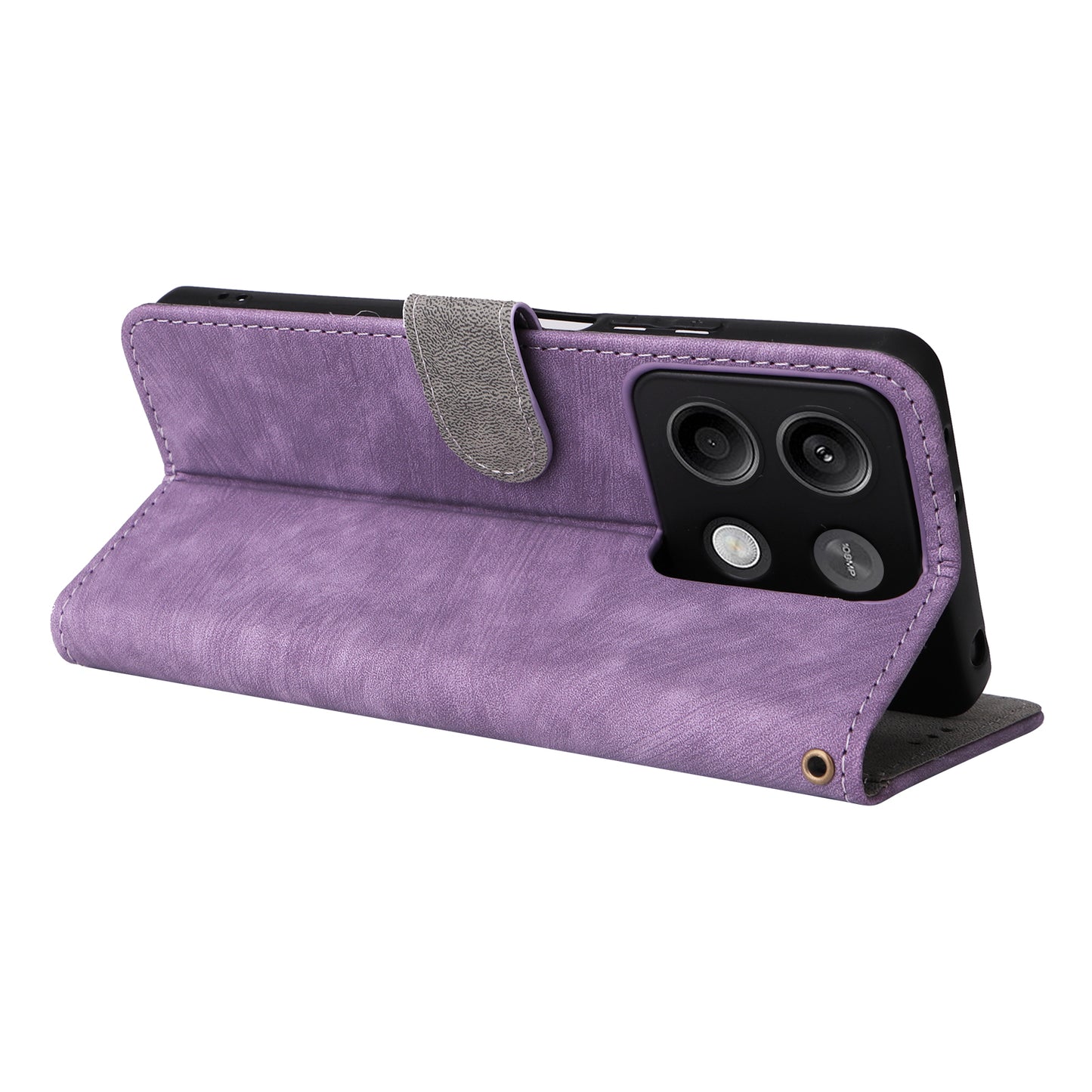 For Xiaomi Redmi Note 13 5G Cell Phone Case RFID Blocking Protective Cover with Strap - Purple