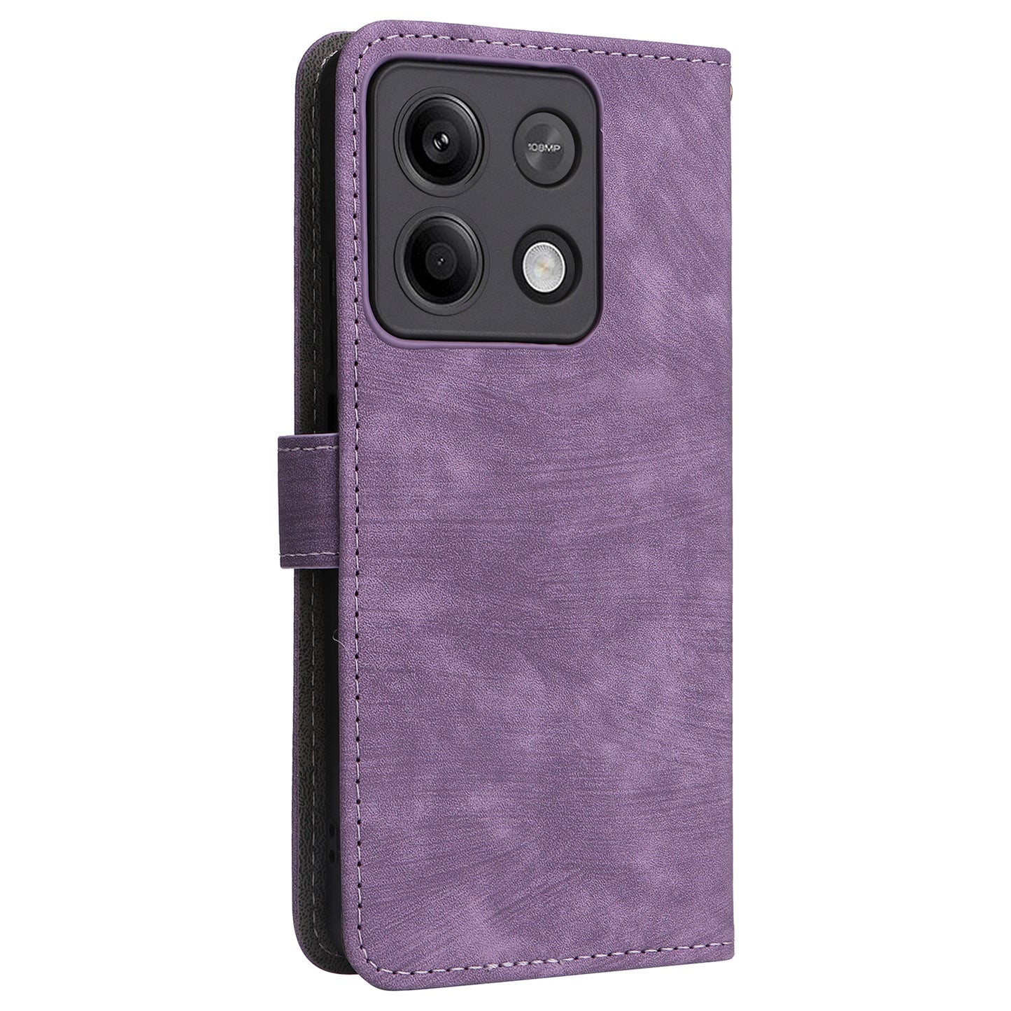 For Xiaomi Redmi Note 13 5G Cell Phone Case RFID Blocking Protective Cover with Strap - Purple