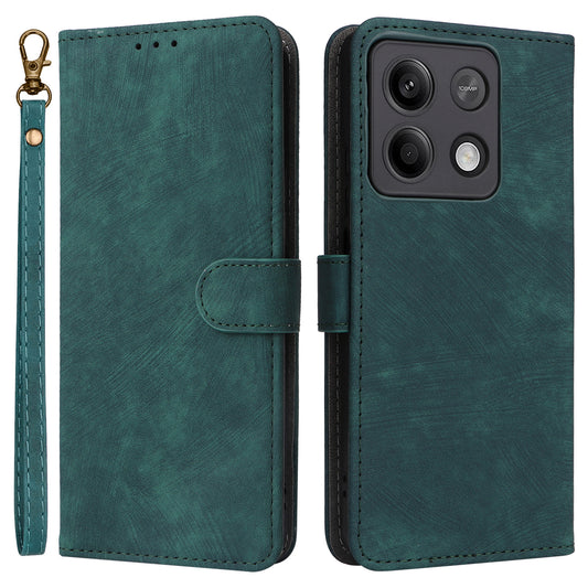 For Xiaomi Redmi Note 13 5G Cell Phone Case RFID Blocking Protective Cover with Strap - Green