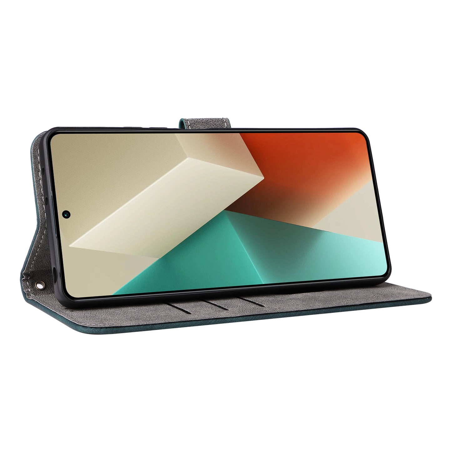 For Xiaomi Redmi Note 13 5G Cell Phone Case RFID Blocking Protective Cover with Strap - Green