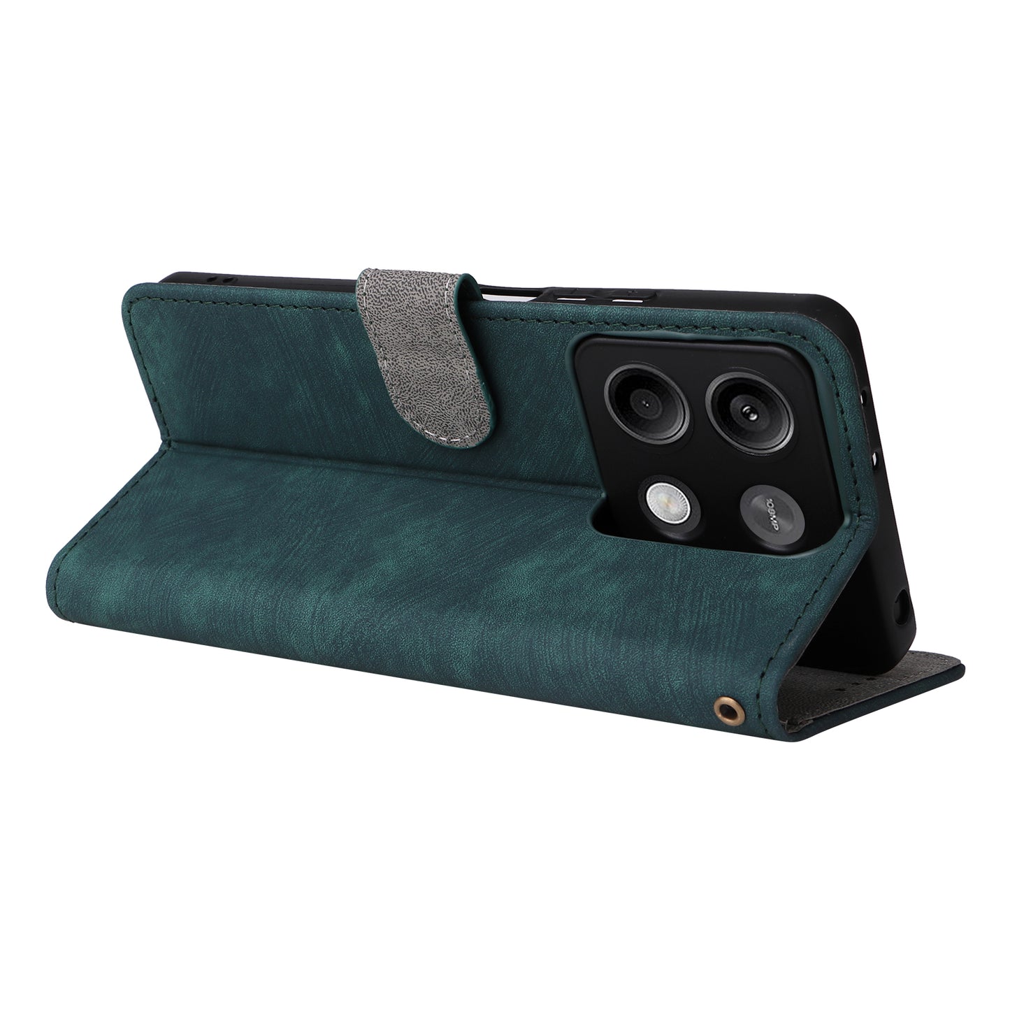 For Xiaomi Redmi Note 13 5G Cell Phone Case RFID Blocking Protective Cover with Strap - Green
