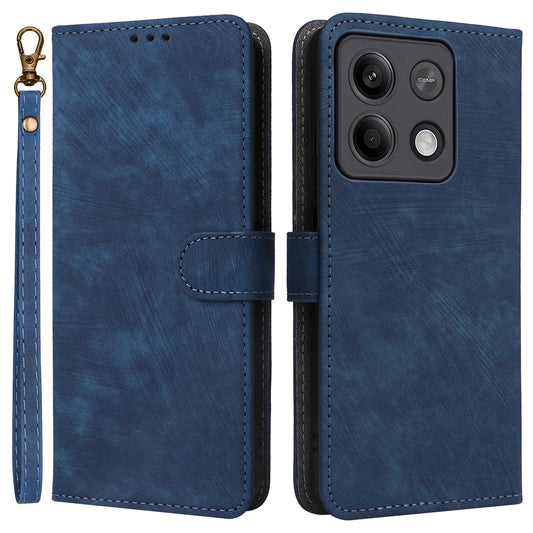For Xiaomi Redmi Note 13 5G Cell Phone Case RFID Blocking Protective Cover with Strap - Blue