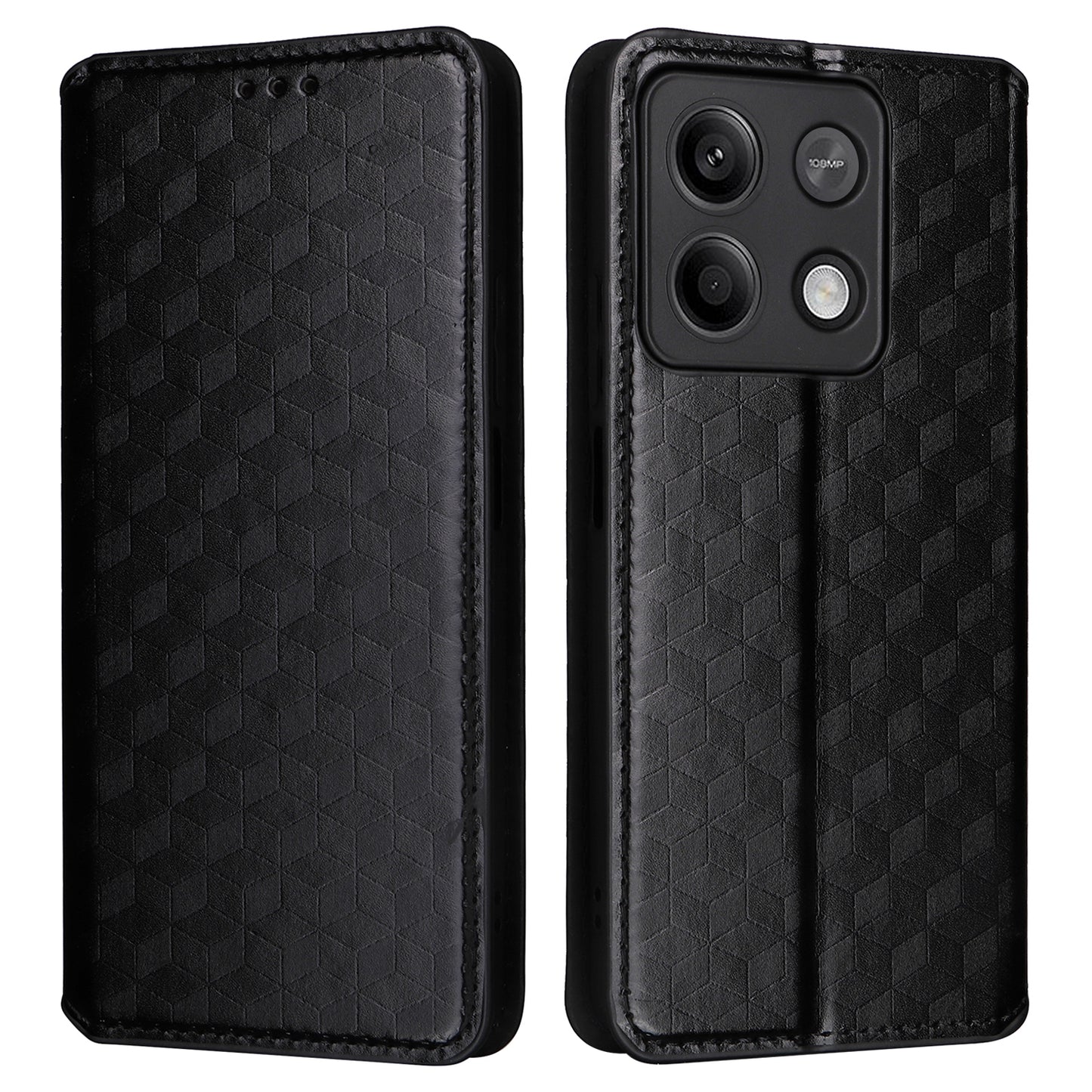 For Xiaomi Redmi Note 13 5G Cover Magnetic Closing Leather Wallet Cell Phone Case - Black