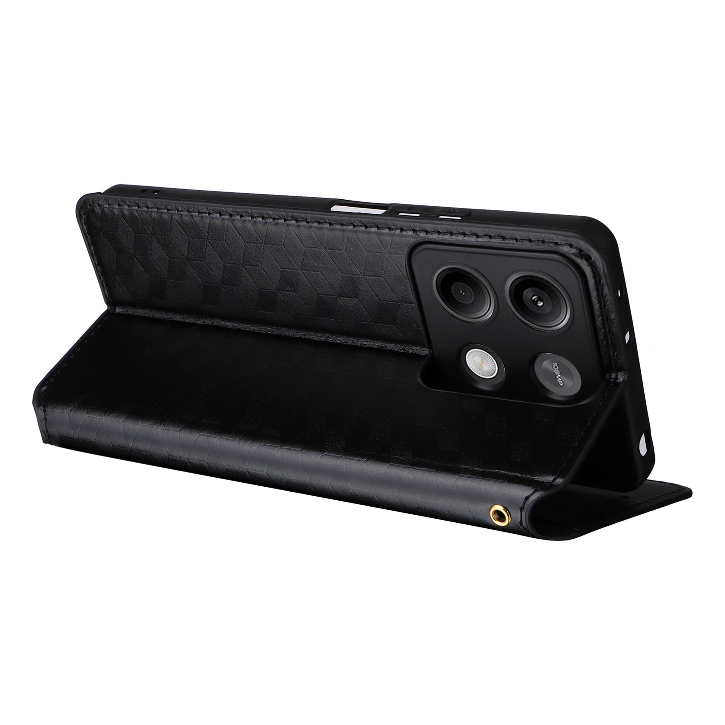 For Xiaomi Redmi Note 13 5G Cover Magnetic Closing Leather Wallet Cell Phone Case - Black
