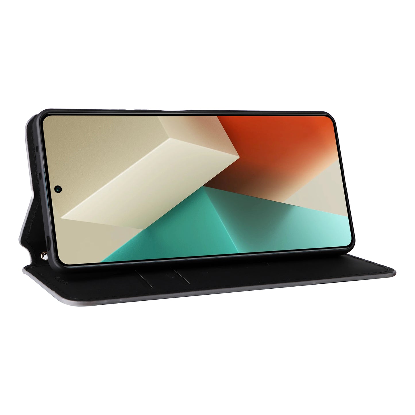 For Xiaomi Redmi Note 13 5G Cover Magnetic Closing Leather Wallet Cell Phone Case - Silver