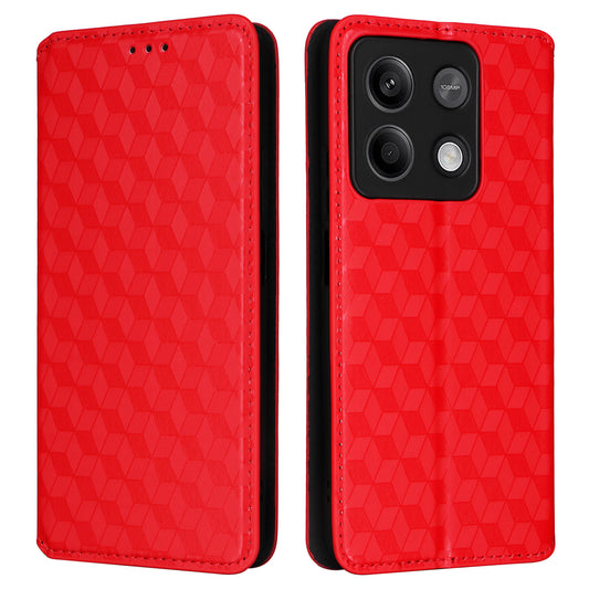 For Xiaomi Redmi Note 13 5G Cover Magnetic Closing Leather Wallet Cell Phone Case - Red
