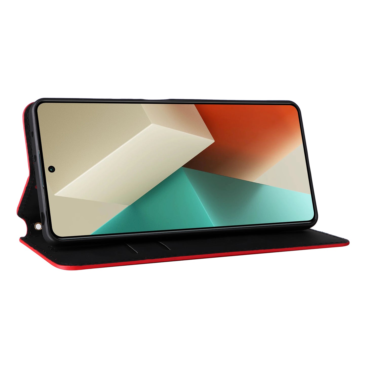 For Xiaomi Redmi Note 13 5G Cover Magnetic Closing Leather Wallet Cell Phone Case - Red