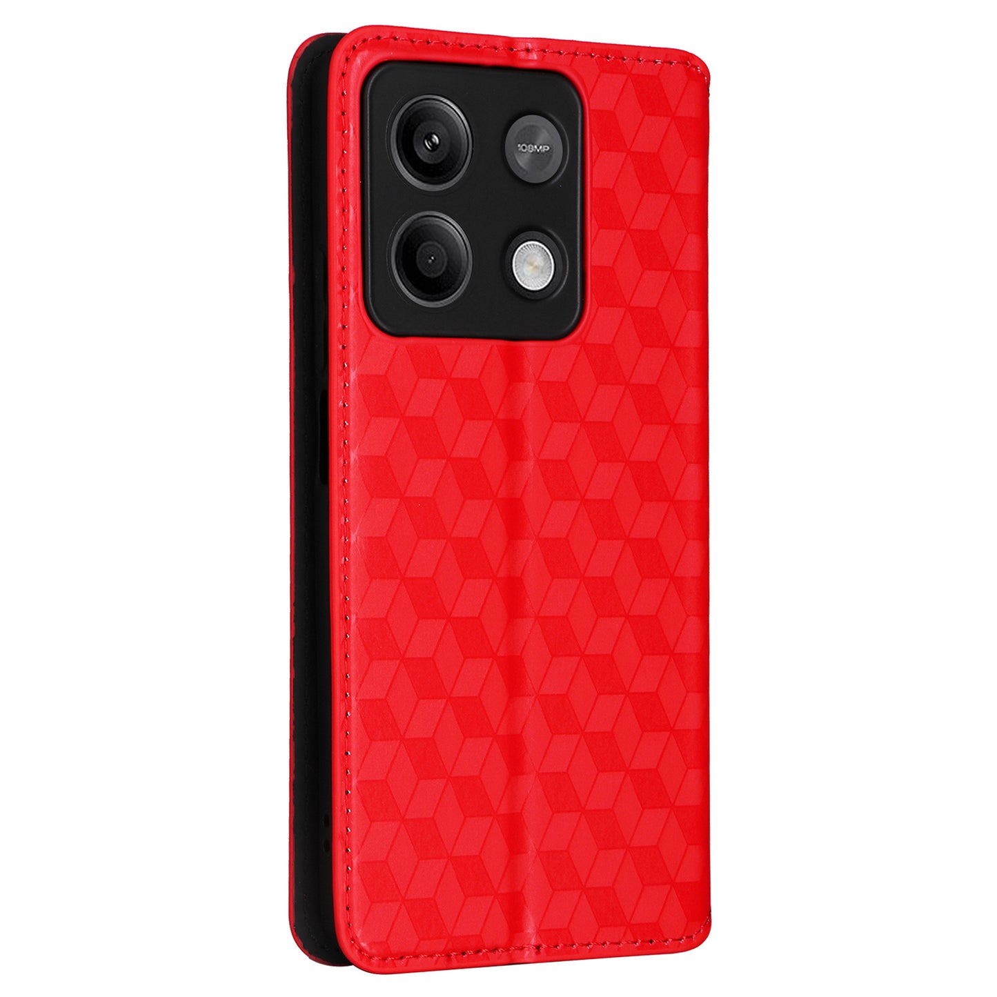 For Xiaomi Redmi Note 13 5G Cover Magnetic Closing Leather Wallet Cell Phone Case - Red