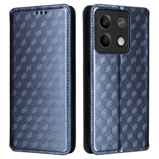 For Xiaomi Redmi Note 13 5G Cover Magnetic Closing Leather Wallet Cell Phone Case - Blue
