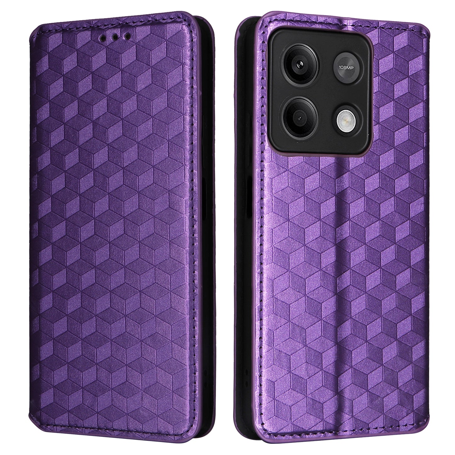 For Xiaomi Redmi Note 13 5G Cover Magnetic Closing Leather Wallet Cell Phone Case - Purple