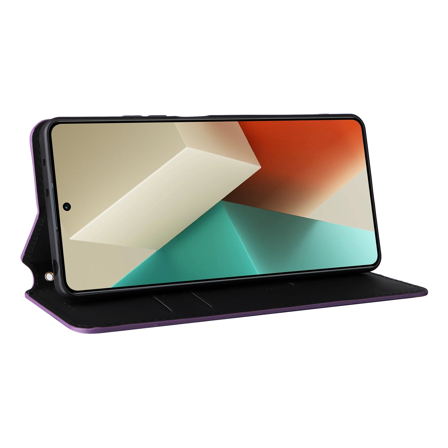 For Xiaomi Redmi Note 13 5G Cover Magnetic Closing Leather Wallet Cell Phone Case - Purple