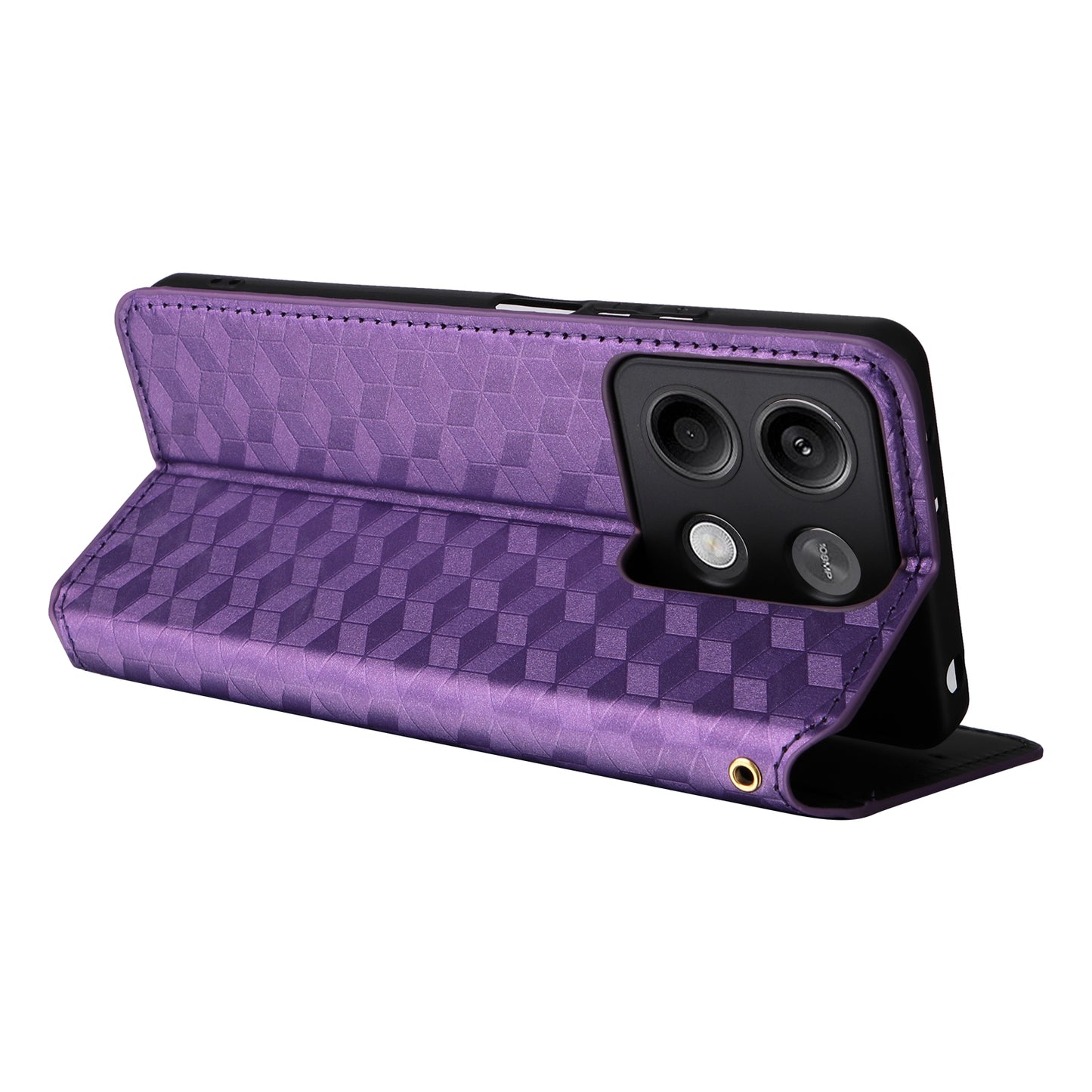 For Xiaomi Redmi Note 13 5G Cover Magnetic Closing Leather Wallet Cell Phone Case - Purple