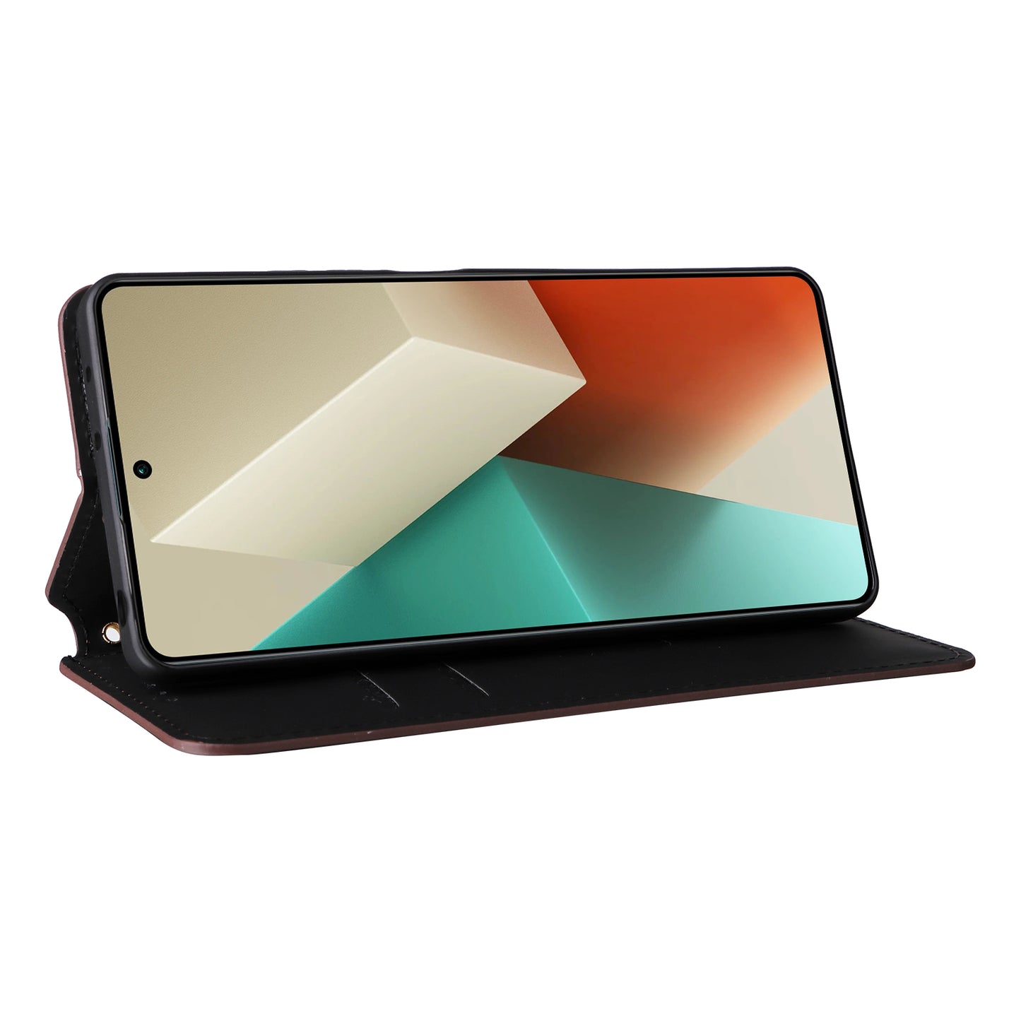 For Xiaomi Redmi Note 13 5G Cover Magnetic Closing Leather Wallet Cell Phone Case - Brown