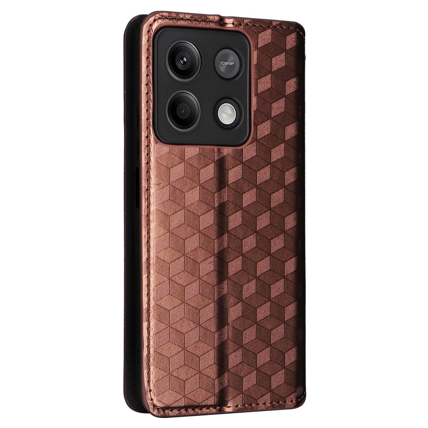 For Xiaomi Redmi Note 13 5G Cover Magnetic Closing Leather Wallet Cell Phone Case - Brown