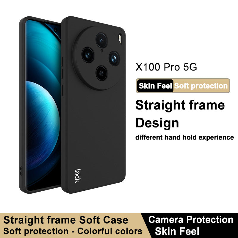 IMAK UC-4 Series for vivo X100 Pro 5G TPU Case Straight Edge Protective Phone Cover - Black